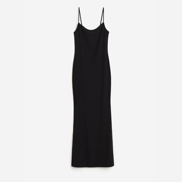 H&M Ribbed Midi Dress | Black | Size Medium - Picture 1 of 5